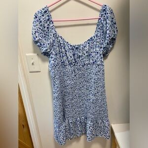 💖 Wild Fable Blue Floral Ruched Babydoll Boho Mini Dress Size XXL